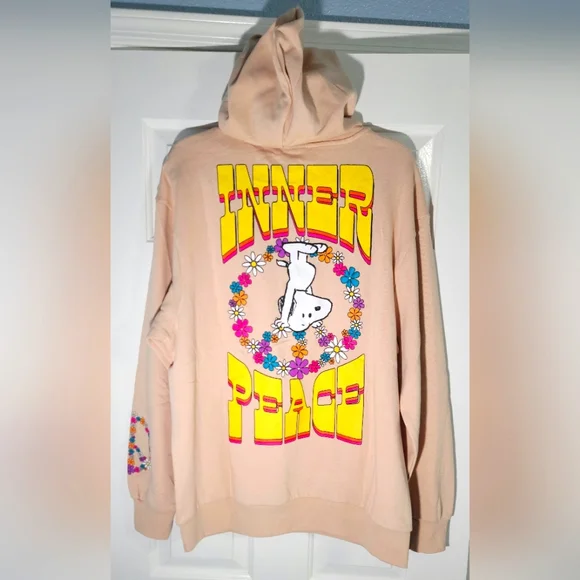 Peanuts "Inner Peace" XL oversized Pullover Sweatshirt Hoodie - Picture 1 of 7